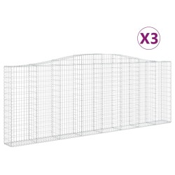 vidaXL Gabionen mit Hochbogen 3 Stk. 400x30x140/160cm Verzinktes Eisen