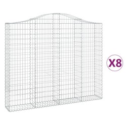 vidaXL Gabionen mit Hochbogen 8 Stk. 200x30x160/180cm Verzinktes Eisen