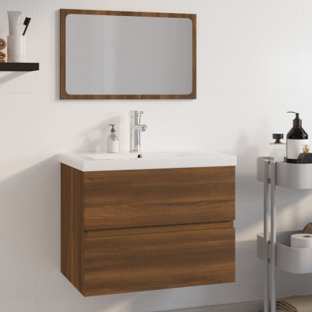 vidaXL Badmöbel-Set Braun Eichen-Optik Holzwerkstoff
