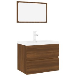 vidaXL Badmöbel-Set Braun Eichen-Optik Holzwerkstoff