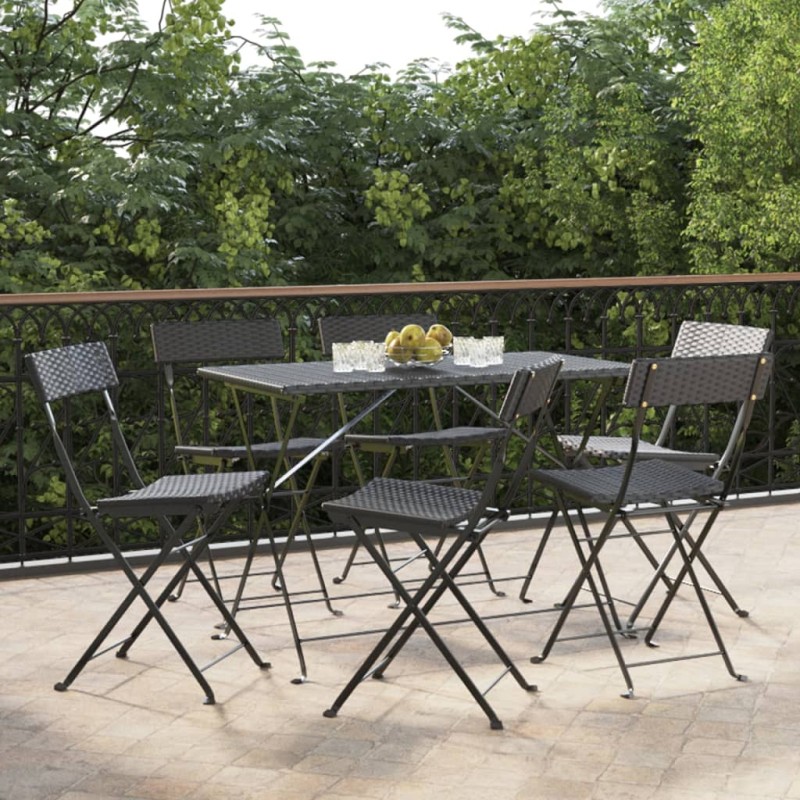 vidaXL Bistrostühle 6 Stk. Klappbar Schwarz Poly Rattan und Stahl vidaXL Bistrostühle 6 Stk. Klappbar Schwarz Poly Rattan und Stahl