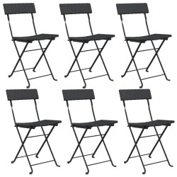 vidaXL Bistrostühle 6 Stk. Klappbar Schwarz Poly Rattan und Stahl