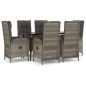 vidaXL 7-tlg. Garten-Essgruppe mit Kissen Schwarz und Grau Poly Rattan vidaXL 7-tlg. Garten-Essgruppe mit Kissen Schwarz und Grau Poly Rattan