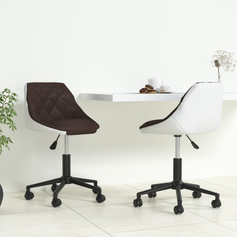 Esszimmerstühle 2 Stk. Drehbar Braun und Weiß Kunstleder Esszimmerstühle 2 Stk. Drehbar Braun und Weiß Kunstleder
