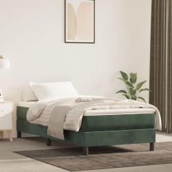 vidaXL Boxspringbett mit Matratze Dunkelgrün 90x200 cm Samt