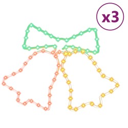 vidaXL LED-Silhouetten 3 Stk. Weihnachtsglocken mit 72 LEDs 50x56 cm