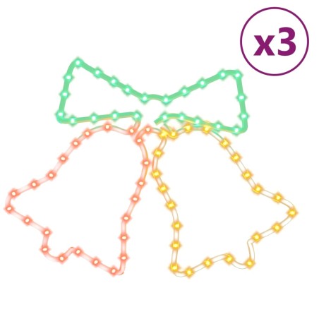 vidaXL LED-Silhouetten 3 Stk. Weihnachtsglocken mit 72 LEDs 50x56 cm