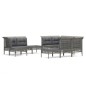 vidaXL 11-tlg. Garten-Lounge-Set mit Kissen Grau Poly Rattan vidaXL 11-tlg. Garten-Lounge-Set mit Kissen Grau Poly Rattan