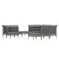 vidaXL 11-tlg. Garten-Lounge-Set mit Kissen Grau Poly Rattan vidaXL 11-tlg. Garten-Lounge-Set mit Kissen Grau Poly Rattan