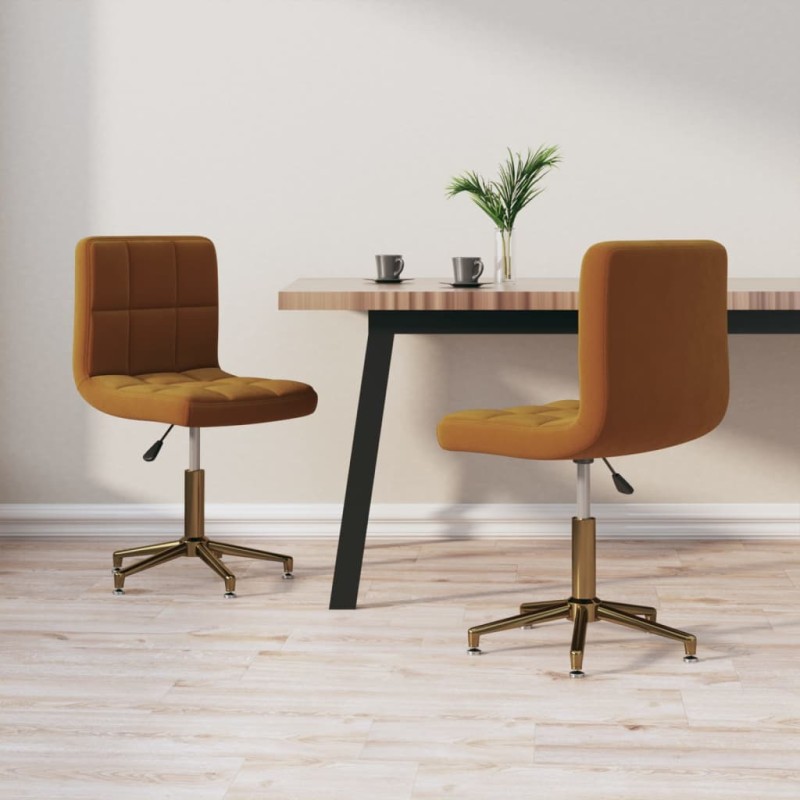 Esszimmerstühle 2 Stk. Drehbar Braun Samt Esszimmerstühle 2 Stk. Drehbar Braun Samt