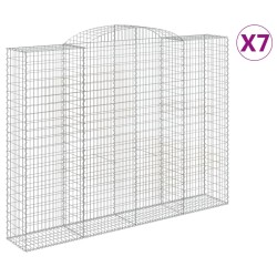 vidaXL Gabionen mit Hochbogen 7 Stk. 300x50x220/240cm Verzinktes Eisen