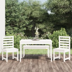 vidaXL 4-tlg. Garten-Essgruppe Weiß Massivholz Kiefer