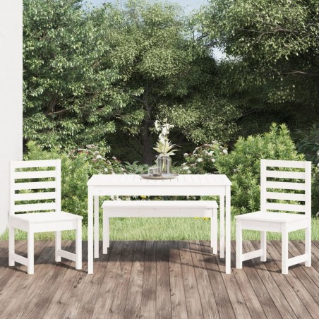 vidaXL 4-tlg. Garten-Essgruppe Weiß Massivholz Kiefer