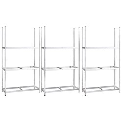vidaXL Reifenregale mit 3 Böden 3 Stk. Silbern 110x40x200 cm Stahl