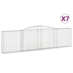 vidaXL Gabionen mit Hochbogen 7 Stk. 400x30x100/120cm Verzinktes Eisen
