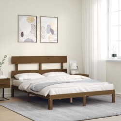 vidaXL Massivholzbett mit Kopfteil Honigbraun 160x200 cm