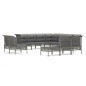 vidaXL 12-tlg. Garten-Lounge-Set mit Kissen Grau Poly Rattan vidaXL 12-tlg. Garten-Lounge-Set mit Kissen Grau Poly Rattan