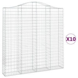 vidaXL Gabionen mit Hochbogen 10 Stk 200x30x200/220cm Verzinktes Eisen