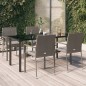 vidaXL 5-tlg. Garten-Essgruppe mit Kissen Schwarz und Grau Poly Rattan vidaXL 5-tlg. Garten-Essgruppe mit Kissen Schwarz und Grau Poly Rattan