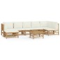vidaXL 8-tlg. Garten-Lounge-Set mit Cremeweißen Kissen Bambus vidaXL 8-tlg. Garten-Lounge-Set mit Cremeweißen Kissen Bambus