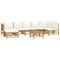 vidaXL 8-tlg. Garten-Lounge-Set mit Cremeweißen Kissen Bambus vidaXL 8-tlg. Garten-Lounge-Set mit Cremeweißen Kissen Bambus