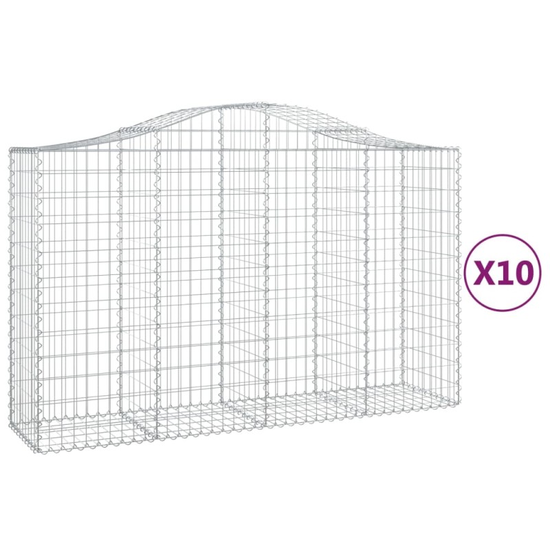 vidaXL Gabionen mit Hochbogen 10Stk. 200x50x120/140cm Verzinktes Eisen vidaXL Gabionen mit Hochbogen 10Stk. 200x50x120/140cm Verzinktes Eisen