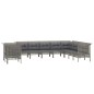 vidaXL 10-tlg. Garten-Lounge-Set mit Kissen Grau Poly Rattan vidaXL 10-tlg. Garten-Lounge-Set mit Kissen Grau Poly Rattan
