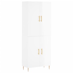 Highboard Hochglanz-Weiß 69,5x34x180 cm Holzwerkstoff