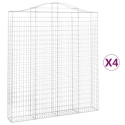 vidaXL Gabionen mit Hochbogen 4 Stk. 200x30x220/240cm Verzinktes Eisen