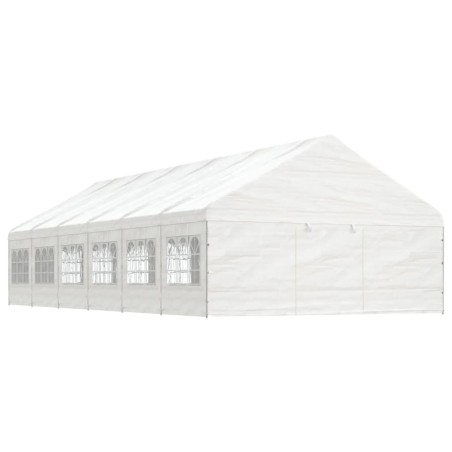 vidaXL Pavillon mit Dach Weiß 13,38x5,88x3,75 m Polyethylen