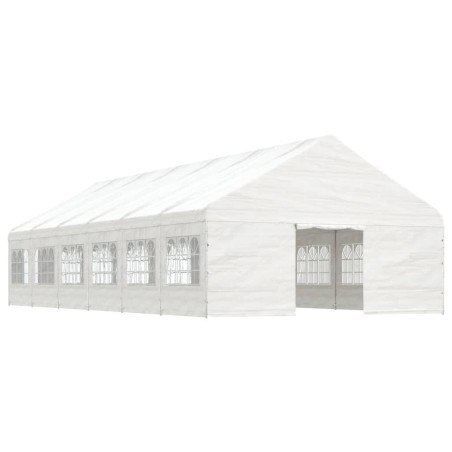 vidaXL Pavillon mit Dach Weiß 13,38x5,88x3,75 m Polyethylen