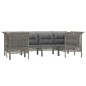 vidaXL 6-tlg. Garten-Lounge-Set mit Kissen Grau Poly Rattan vidaXL 6-tlg. Garten-Lounge-Set mit Kissen Grau Poly Rattan