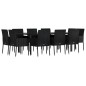 vidaXL 11-tlg. Garten-Essgruppe mit Kissen Schwarz Poly Rattan vidaXL 11-tlg. Garten-Essgruppe mit Kissen Schwarz Poly Rattan