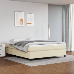 vidaXL Boxspringbett mit Matratze Creme 180x200 cm Kunstleder