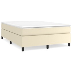 vidaXL Boxspringbett mit Matratze Creme 180x200 cm Kunstleder