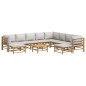 vidaXL 11-tlg. Garten-Lounge-Set mit Hellgrauen Kissen Bambus vidaXL 11-tlg. Garten-Lounge-Set mit Hellgrauen Kissen Bambus