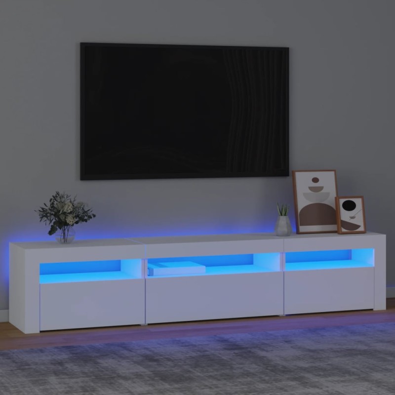 vidaXL TV-Schrank mit LED-Leuchten Weiß 195x35x40 cm vidaXL TV-Schrank mit LED-Leuchten Weiß 195x35x40 cm