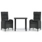vidaXL 3-tlg. Garten-Essgruppe mit Kissen Schwarz Poly Rattan vidaXL 3-tlg. Garten-Essgruppe mit Kissen Schwarz Poly Rattan
