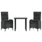 vidaXL 3-tlg. Garten-Essgruppe mit Kissen Schwarz Poly Rattan vidaXL 3-tlg. Garten-Essgruppe mit Kissen Schwarz Poly Rattan