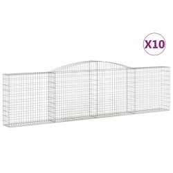 vidaXL Gabionen mit Hochbogen 10Stk. 400x30x100/120cm Verzinktes Eisen
