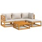 vidaXL 5-tlg. Garten-Lounge-Set mit Hellgrauen Kissen Massivholz vidaXL 5-tlg. Garten-Lounge-Set mit Hellgrauen Kissen Massivholz