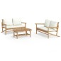 vidaXL 3-tlg. Garten-Lounge-Set mit Kissen Creme Bambus vidaXL 3-tlg. Garten-Lounge-Set mit Kissen Creme Bambus