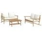 vidaXL 3-tlg. Garten-Lounge-Set mit Kissen Creme Bambus vidaXL 3-tlg. Garten-Lounge-Set mit Kissen Creme Bambus