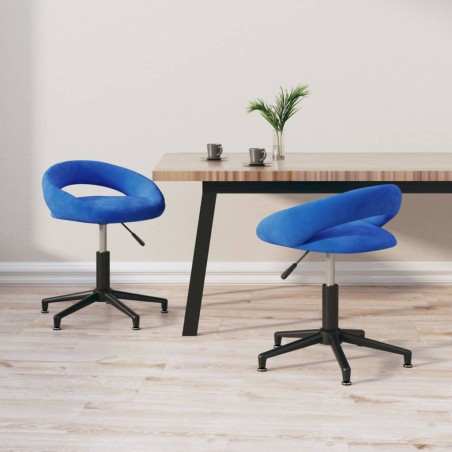 Esszimmerstühle 2 Stk. Drehbar Blau Samt