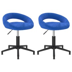 Esszimmerstühle 2 Stk. Drehbar Blau Samt