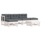 vidaXL 6-tlg. Garten-Lounge-Set mit Kissen Weiß Massivholz vidaXL 6-tlg. Garten-Lounge-Set mit Kissen Weiß Massivholz