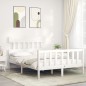 vidaXL Massivholzbett mit Kopfteil Weiß 140x200 cm vidaXL Massivholzbett mit Kopfteil Weiß 140x200 cm