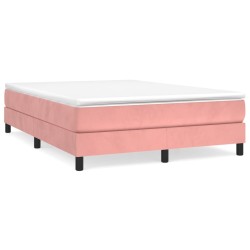 vidaXL Boxspringbett mit Matratze Rosa 140x200 cm Samt