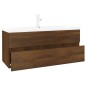 vidaXL Waschbeckenschrank mit Einbaubecken Braun Eiche Holzwerkstoff vidaXL Waschbeckenschrank mit Einbaubecken Braun Eiche Holzwerkstoff