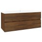 vidaXL Waschbeckenschrank mit Einbaubecken Braun Eiche Holzwerkstoff vidaXL Waschbeckenschrank mit Einbaubecken Braun Eiche Holzwerkstoff